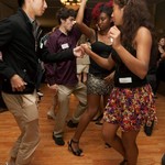 Four students dancing